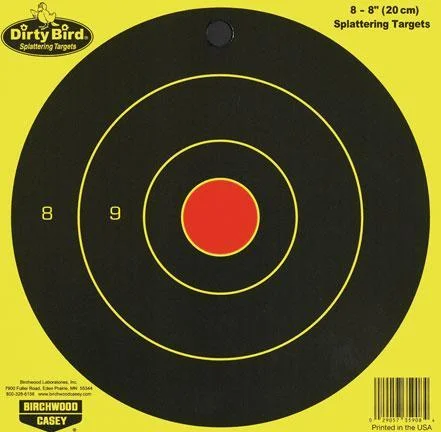 Birchwood Casey Dirty Bird Bulls-Eye Target 8" Round 8/ct