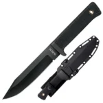 Cold Steel SRK Search Rescue Knife, black fixed blade beside black sheath