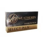 Weatherby Select Plus Rifle Ammunition, front view of black and gold box