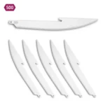 Outdoor Edge Boning/Fillet Blade Pack, six silver replacement blades in side view