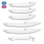 Outdoor Edge Blade Pack, six silver replacement blades in assorted shapes
