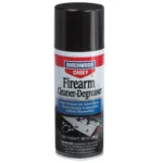 Birchwood Casey Firearm Cleaner-Degreaser, front view of black can with red, white and blue label