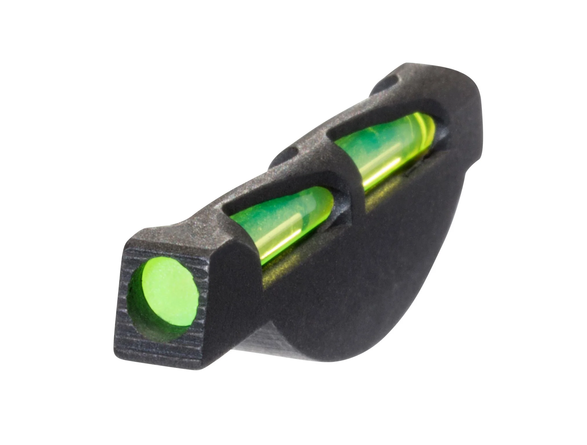 primary-53749 HIVIZ LiteWave Front Sight, angled view of black sight with bright green fiber-optic rod