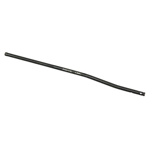 CMC AR15 GAS TUBE RIFLE LENGTH, diagonal top view of black gas tube with bent end