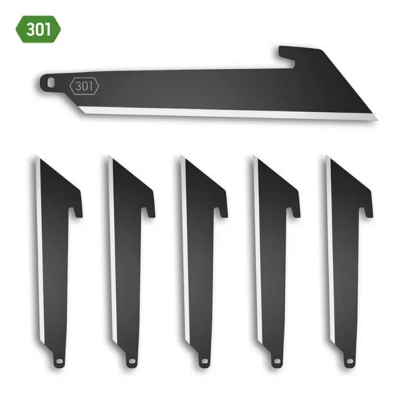 Outdoor Edge 3.0 Utility Blade Pack Black, six black hooked replacement blades