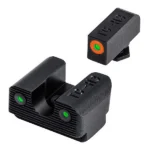 Truglo Tritium Pro Night Sight Set, black front and rear sights with orange and green dots