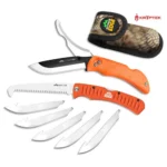 Outdoor Edge RazorPro G Saw Combo, orange folding knife and saw with sheath and spare blades