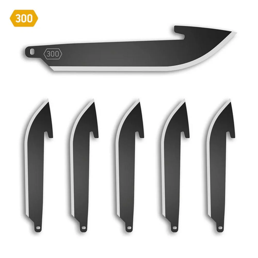 primary-53812 OD Edge Drop-Point 3-inch Blade 6 Pack with six black replacement blades