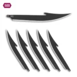 Outdoor Edge Boning/Fillet Blade Pack, six black replacement blades in side view