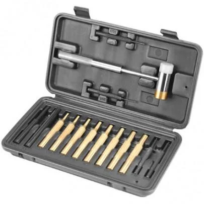 primary-53862 AOB Wheeler Hammer and Punch Set, open black plastic case with hammer and assorted punches