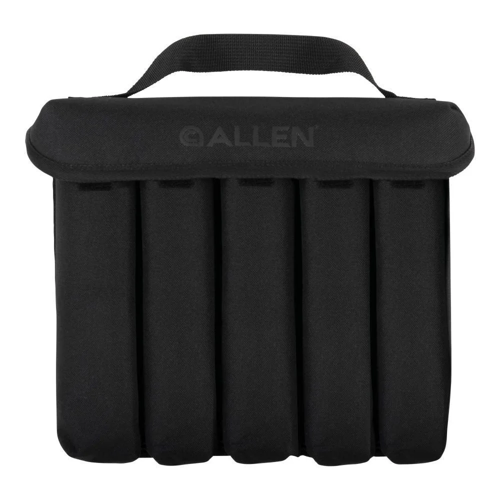 primary-53863 Allen Suppressor Pouch Silencer Bag Black, front view with carry handle, flap and padded channels
