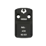 Viridian RFX44 Shield RMSc Mounting Plate, black top view with two holes and white markings