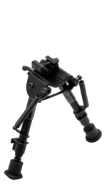 Truglo Tac-Pod black bipod, angled front view with fixed base and extended adjustable legs