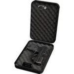 Bulldog Personal Safe, open black case with combination lock, foam lining and security cable