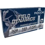 Fiocchi Field Dynamics Rifle Ammunition, blue box in front angled view with deer graphic