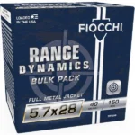Fiocchi Ammunition Fiocchi Range Dynamics Handgun Ammunition 5.7x28 FN 40gr FMJ 1700 fps 150/ct