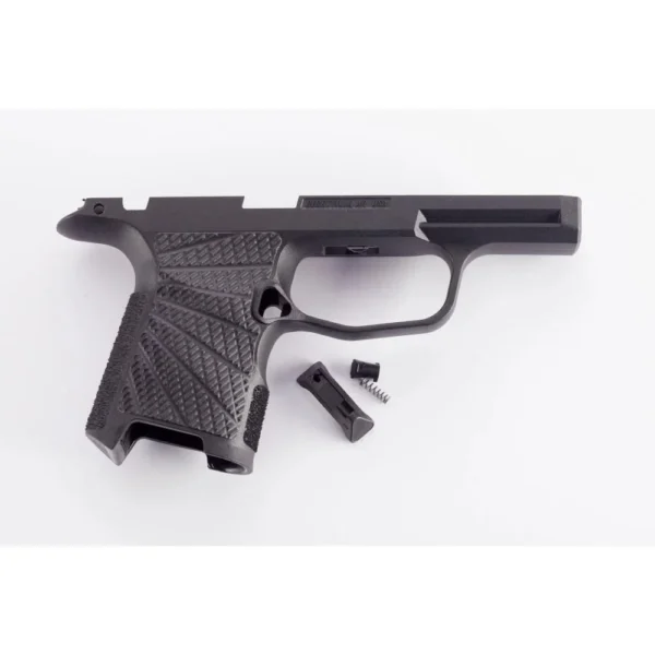 WILSON GRIP MODULE WCP365 MS BLK black textured grip module with small parts, left-side view