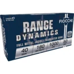 Fiocchi Range Dynamics Handgun Ammunition, blue retail box in angled front view