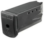 Ruger Handgun Magazine W/Extended Finger Plate, angled view of black magazine with Ruger base plate