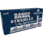 Fiocchi Pistol Shooting Dynamics Handgun Ammunition, blue retail box in angled view