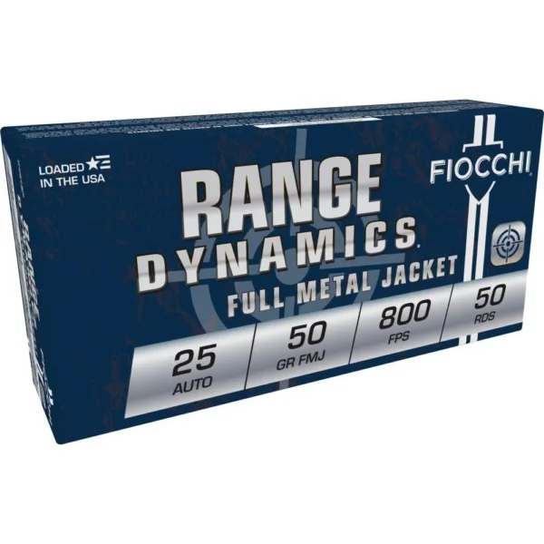 Fiocchi Ammunition Fiocchi Pistol Shooting Dynamics Handgun Ammunition .25 ACP 50 gr FMJ 800 fps 50/rd
