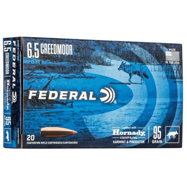 Federal Cartridge Co. Federal Varmint & Predator Rifle Ammunition 6.5 Creedmoor 95 gr V-MAX 3300 fps 20/ct