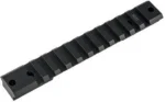 WARNE MT TACT REM/BERGARA SA RAIL black, angled top view with mounting slots and two holes