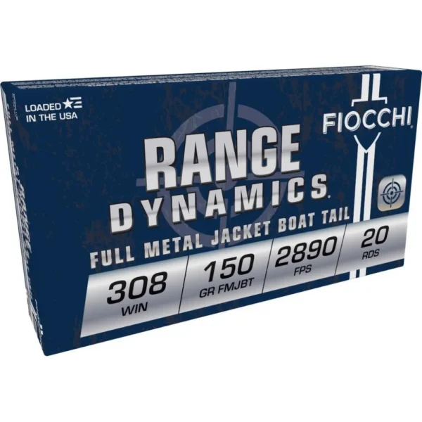 Fiocchi Ammunition Fiocchi Range Dynamics Rifle Ammunition .308 Win 150 gr FMJ 2890 fps 20/ct