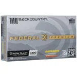 Federal FED GLD MDL BERG gray ammunition box, front view with gold and black lettering