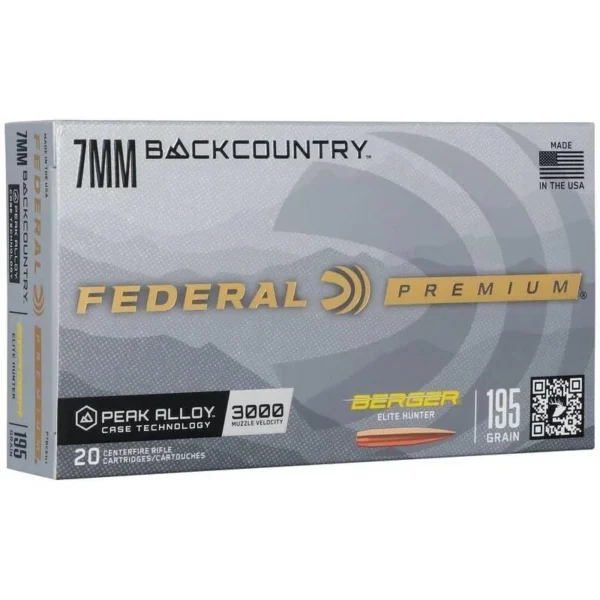 Federal Cartridge Co. Federal Berger Elite Hunter Rifle Ammunition 7mm Backcountry 195gr HPBT 3000 fps 20/ct