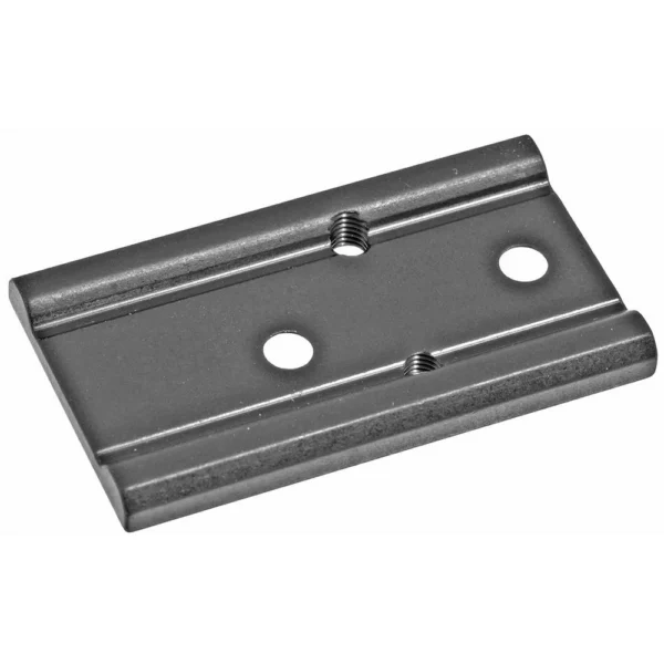 Ruger 57 Optic Adapter Plate Burris & Vortex, black metal plate angled from above with three holes