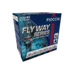 FIOCCHI FLYWAY STEEL, blue ammunition box in front three-quarter view with bird artwork