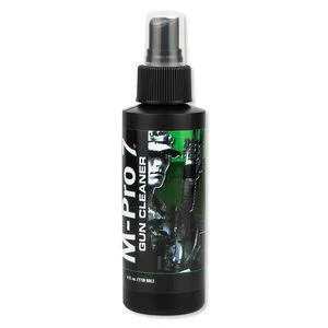 primary-54057 HOPPES M-PRO 7 GUN CLEANER black spray bottle, front view with green label
