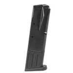 Mec-Gar Taurus 92 black magazine, angled front view with witness holes and extended base