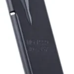 MEC-GAR Sig Sauer P229 handgun magazine, angled side view in black steel with base plate