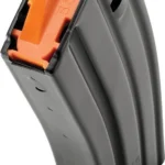 C Products Defense DuraMag curved gray magazine with orange follower in angled top view