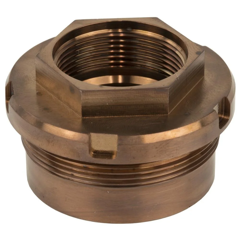 primary-54121 Q Q PLAN-B FOR SCO OMEGA, bronze threaded adapter in angled top view with hexagonal rim