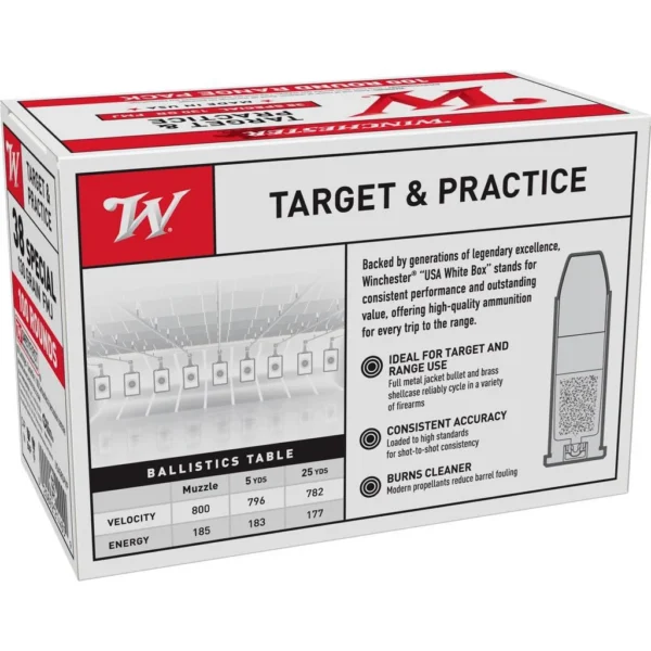 Winchester Ammunition Winchester Target Handgun Ammunition .38 Spl 130 gr. FMJ-FP 800 fps 100/ct