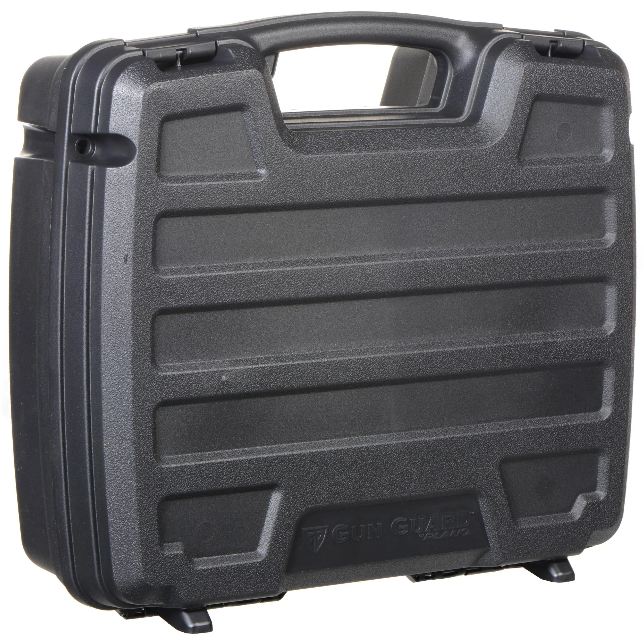 primary-54141 Plano SE Series 4 Pistol Case, angled front view in black with molded handle and ribbed shell