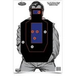 Birchwood Casey B/C DIRTY BIRD BAD GUY TRGT paper target with black torso and blue scoring zones