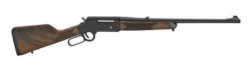 Henry H14 Long Ranger, right-side view with wood stock, black receiver and barrel