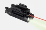 LaserMax Spartan Adjustable Fit Laser/Light Combo, black angled view with red laser and light