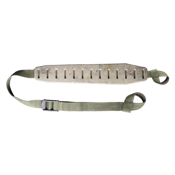 QUAKE CLAW 2.0 shotgun sling, side view of padded camo strap with adjustable loops
