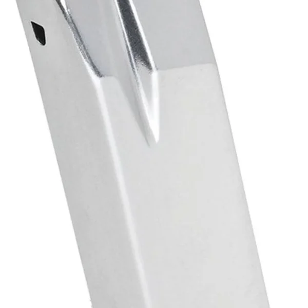 Springfield Armory XD(M) Magazine, stainless body with black baseplate and follower, front angle