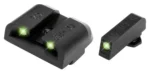 Truglo Tritium Pro Night Sights, black front and rear sights with glowing green dots