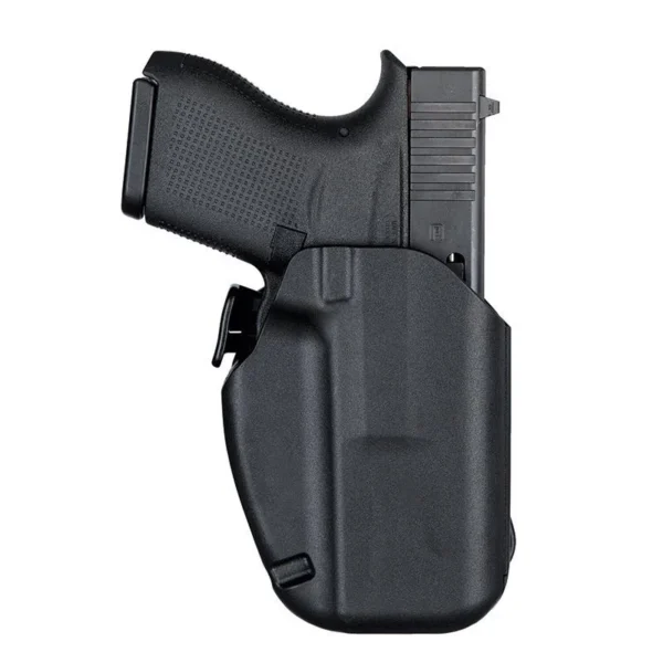 Safariland SL 571 GLS, black right-side holster holding a compact pistol