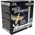 Fiocchi Lead Dove & Quail Shotshells, black retail box in front angled view