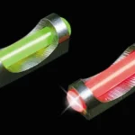 Truglo Fat Bead Sight, red and green fiber-optic beads shown at an angle on black