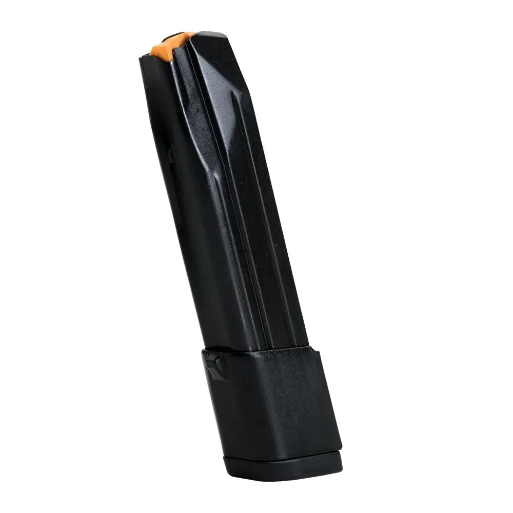 primary-54285 FN USA FN 509 Handgun Magazine Kit, angled view of black extended magazine with orange follower