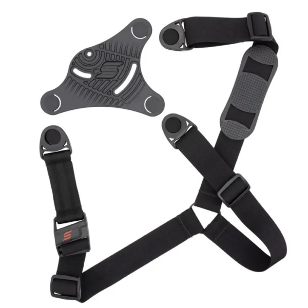 Safariland Chest Rig for Safariland Holsters, black straps and triangular mounting plate laid out